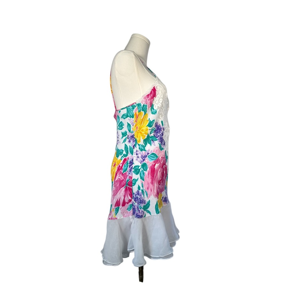 Vintage Victoria's Secret Floral Lace Babydoll Y2K Ruffle Hem Coquette Top - Picture 3 of 11